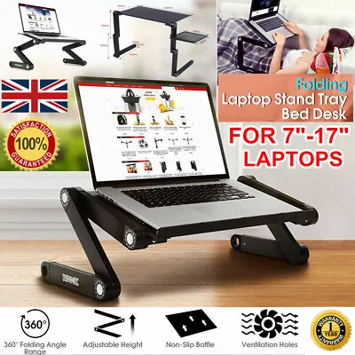 Adjustable Laptop Stand Desk Folding Computer Table Portable Sofa Lazy Lap Tray • £17.99