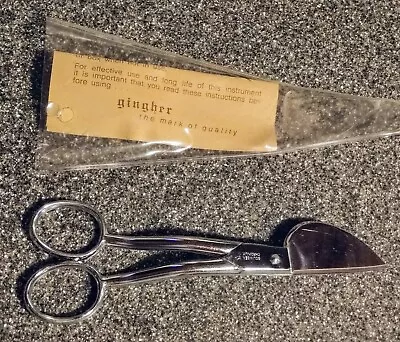 GINGHER Vintage Knife Edge 6  Chrome Applique Trimming Scissor German Made • $15