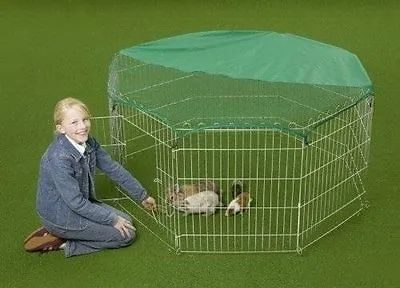 55  Rabbit / Guinea Pig Playpen 8 X Panel With Net Run Pen Enclosure Runs Hutch • £19.99