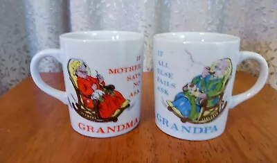 Kitschy Set Of Two Vintage Grandma And Grandpa Coffee Tea Mugs Made In Japan • $25