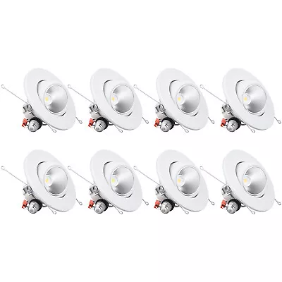 8-Pack 6  LED Gimbal Recessed Light Dimmable ETL 2700K Soft White • $154.99