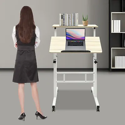 Rolling Desk Laptop Table Home Office Working Drawing Desk Height Adjustable • $51.99
