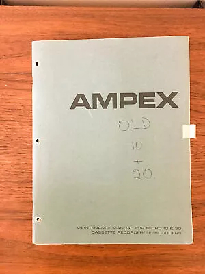 Ampex Model Micro 10 Micro 20 Cassette Service Manual *Original* • $19.97