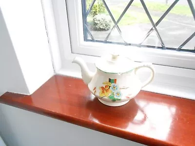 Alfred Meakin Tea Pot Blue Flowers & Yellow Leaves 2 Chips On Pot 6.5 In High • £4