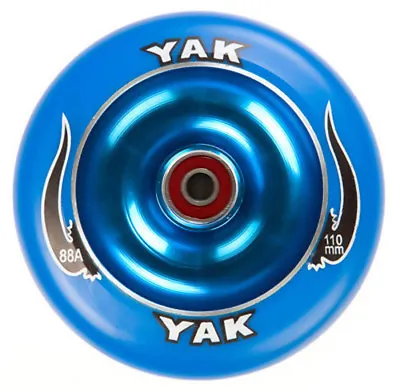 Metalcore Scooter Wheels Two 100mm X 88a Blue YAK SCAT With ABEC7 Bearings • $14.95