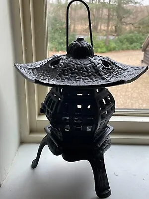  Past Times~Black Pagoda Style Tealight Holder Cast Iron Decorative Outdoor Lamp • £49.99