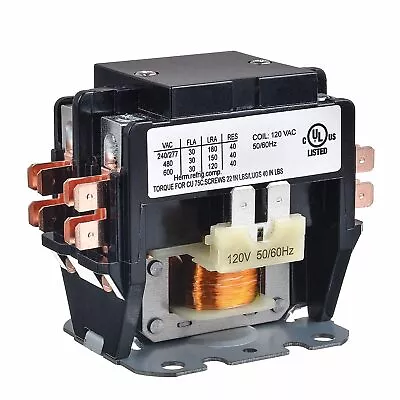 Contactor 120V 30 Amp Coil 2 Pole Replacement Relays Compatible With Air Cond... • $21.09