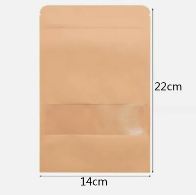 49 Brown Craft Paper Bags Zip  Seal Lock Gripseal Pouch Gusset BPA Smell Free • £10.80