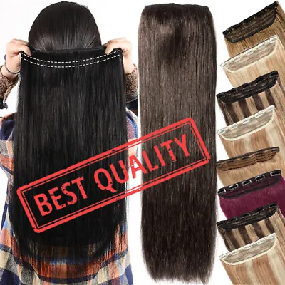 $18.57 • Buy 100% Real Remy Human Hair Extensions Clip In One Piece Hair Band 3/4Full Head US