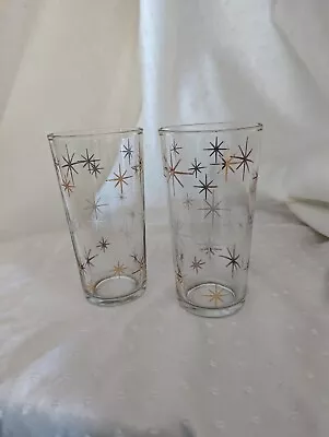 Vintage Star Glow Atomic Sun Starburst Drinking Glass MCM Tumbler Retro Barware • $22