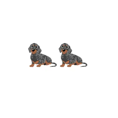 £4.99 • Buy Cute Sausage Dog Stud Earrings Dachshund Black Silver Dapple Gift Quirky Novelty