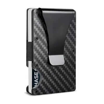 Mens Carbon Fiber RFID Blocking Clip Wallet Money Slim Credit Card Holder Metal • £6.99