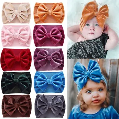 $6.69 • Buy Children Velvet Headband Big Bowknot Turban Baby Girl Head Wrap Kids Hair Bands