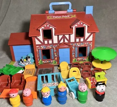 Vtg Fisher Price Little People Play Family House 952 Great Tudor Style W/ Lots • $57