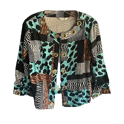 Erin London Womens Multi Color Animal Print Lightweight Jacket Coat Size S • $19.95