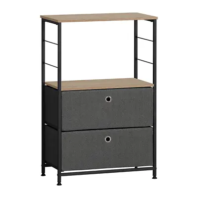 2 Tier Set Of Charcoal Grey Canvas Drawers 850mm H X 550mm W X 300mm D • £34.99