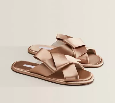 Zara Light Pink Satin Slippers With Bow Size 36 - 6 • $32