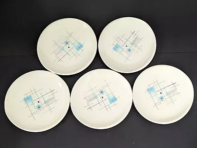 Vtg MCM Atomic Starburst Franciscan Oasis Bread Plates 5 Pc Lot Blue Star • £43.43