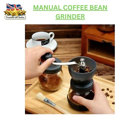 Manual Coffee Bean Grinder Adjustable Coarseness Ceramic Hand Held Mill Maker UK • £9.99