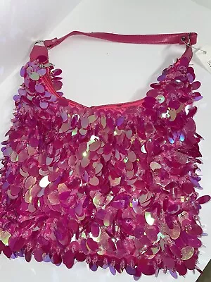 Pink Sequin Paillette Crochet Hobo Shoulder Bag • $25