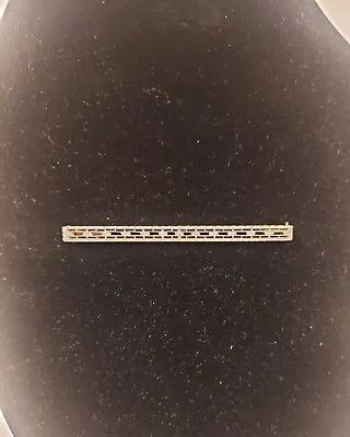 14k Gold Two Tone Thin Open Work Vintage Bar Brooch Pin • $160