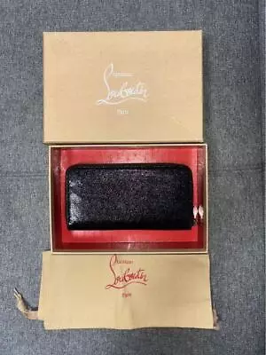 Christian Louboutin Long Zip Around Wallet Black Red Leather With Box Unisex • $222