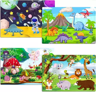 Wooden Jigsaw Puzzles For Kids 3-6 Year Olds -Space Dinosaur Animals 30 Piece 3 • £9.79