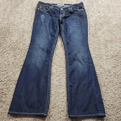 MEK Jeans Womens 34x30 Tag 30x34 Oaxaca Bootcut Distressed Dark Wash • $18.75