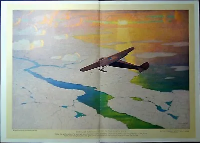 PRINT  THROUGH PATHLESS SKIES TO NORTH POLE  By N.C. WYETH Nat'l Geographic 1928 • $18.95