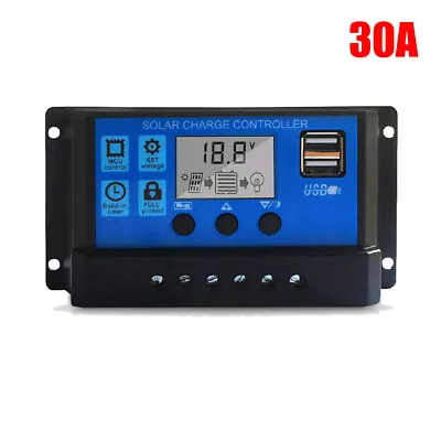 30A Solar Charge Controller 12V/24V Regulator Solar Battery Charger LCD New • £8.85