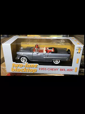 1955 Chevy Belair Convertible Gray 2 Lane Blacktop 1:18 Ertl 33030  • $99.95