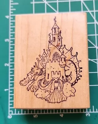 Vintage STAMPIANS Rubber Stamp DRAGON PROTECTING CASTLE- B20 • $9.19