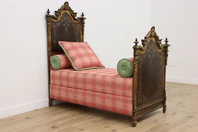 Iron Antique Hand Paint & Abalone Day Or Child Bed Risi Bari #47447 • $2300