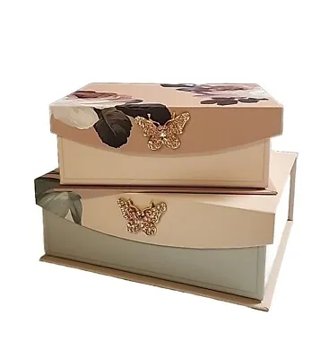 Home Decorative Msg. Gift Storage Boxes Magnetic Close/ Set Of 2 • $13.99