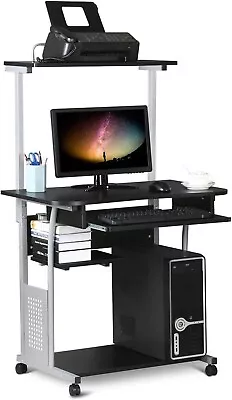 2-layer Mobile Computer Desk With Printer Rack And Keyboard Tray • $62.10