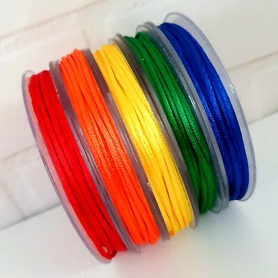 2mm X 20M Satin Rope Rainbow Colours Red Orange Yellow Green Blue String Bright • £4.99