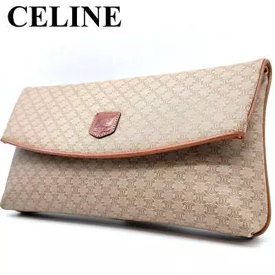 Celine Vintage Macadam Clutch Bag Pvc Leather Beige • $209.36