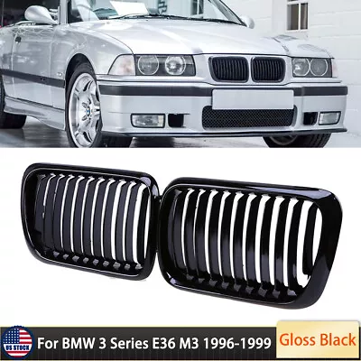 Gloss Black Front Kidney Grill Grille For BMW 3 Series M3 E36 1997-1999 Facelift • $30.99