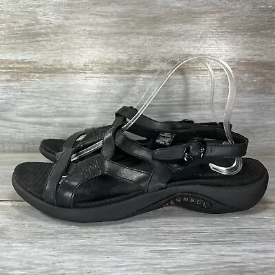 Merrell Women's Agave Black Leather Strappy Comfort Sandals Size 9 • $24.99