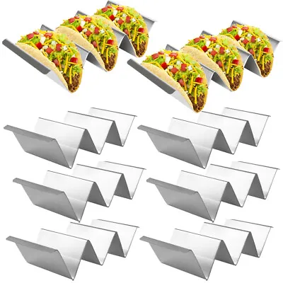 Taco Holders 8 Pack Stainless Steel Taco Stand Rack Tray Style Oven Safe Baking • $25.99