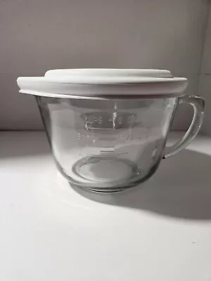 Anchor Hocking 2 Qt 8 Cup Glass Measuring Cup Cooking Batter Bowl W/ Lid #88 USA • $19.99