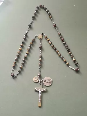 Vintage Horn Beads + Metal & Horn Crucifix Rosary #142 • £7.95