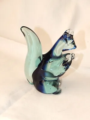 Murano Glass Blue & Green Squirrel Figurine 4  MADE IN ITALY • $156