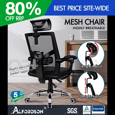 ALFORDSON Mesh Office Chair Gaming Executive Fabric Seat Racing Footrest Recline • $129.95