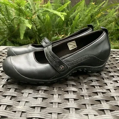 Merrell Women's Plaza Bandeau Black Leather Mary Janes Loafers Shoes Size 7.5 US • $34.95