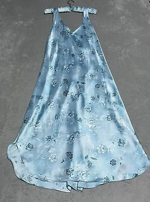 Vintage Inner Most Nightgown Womens Medium Blue Floral Sleeveless Satin • $19.95