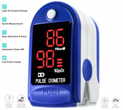 Finger Tip Pulse Oximeter SpO2 Blood Oxygen Saturation Heart Rate Monitor • $6.85