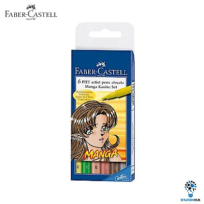 Faber Castell 6 Pitt Artist Brush Pens | Manga Kaoiro Set | India Ink • $27.90