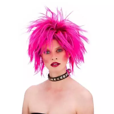 Punk Wig Pink Fancy Dress Costume Accessory 80s Retro For Themed Parties • £9.99