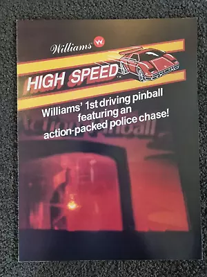 High Speed - Williams Pinball ORIGINAL Advertising Flyer NOS • $60